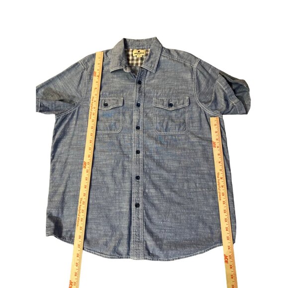 Woolrich Shirt Mens L Used Blue Button Short Sleeve - Picture 10 of 11